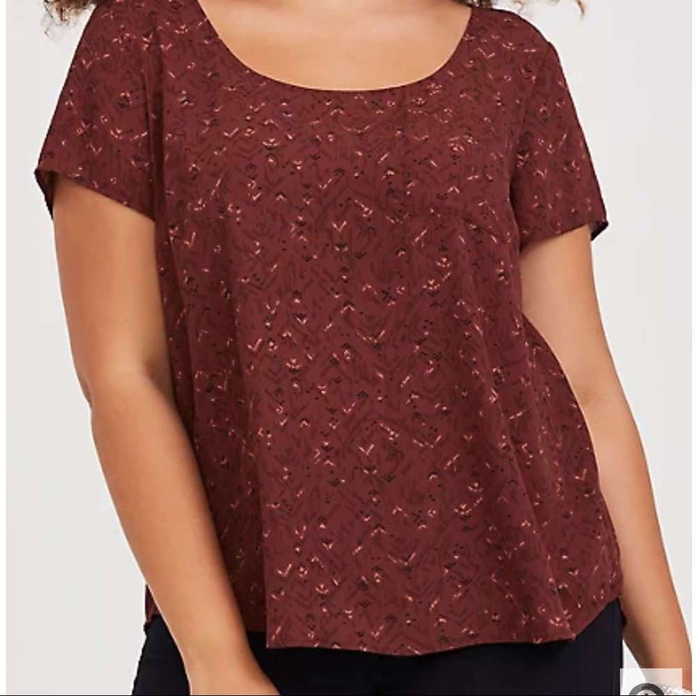 Torrid Abbey Geo Print Georgette Button Back Top